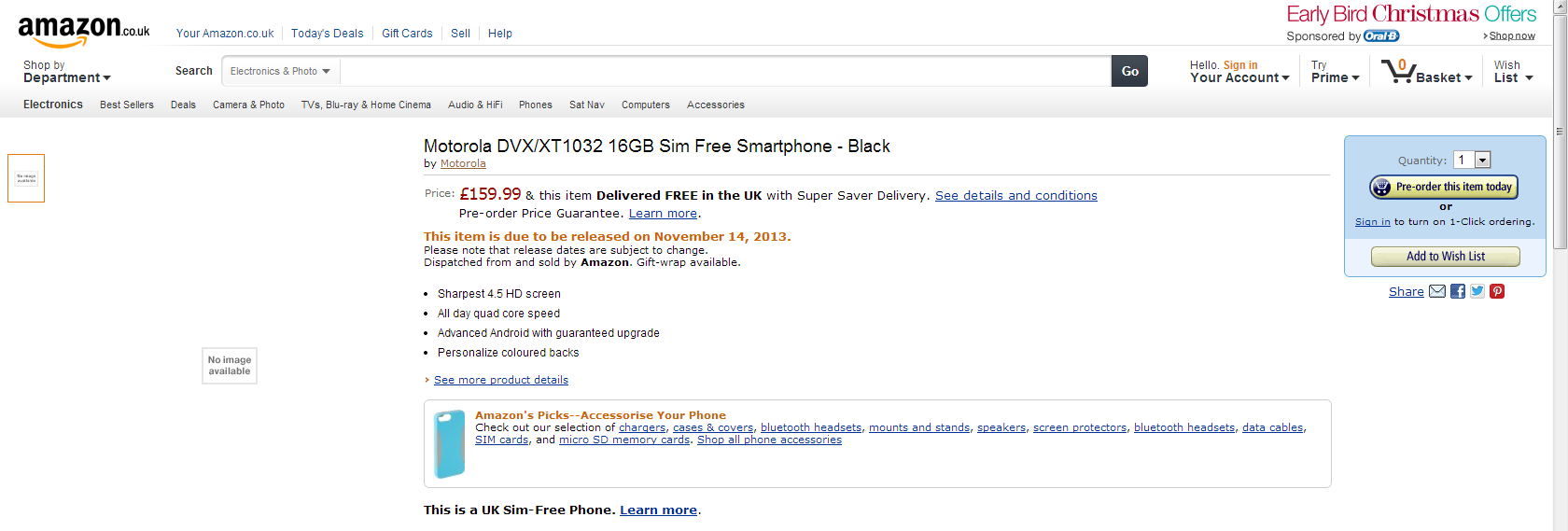 Motorola&#039;s Moto G spotted on Amazon UK, commands an enticing £160 ($256) price tag