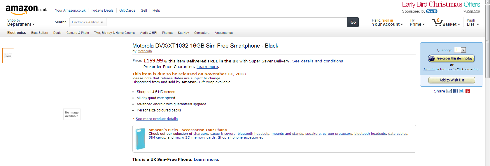 Motorola's Moto G spotted on Amazon UK, commands an enticing £160 ($256) price tag