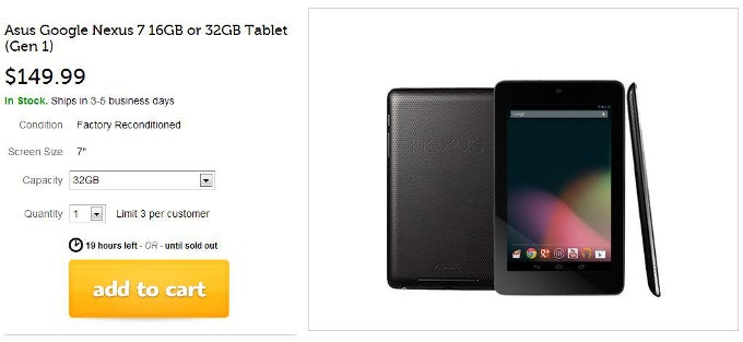 Woot! puts last year's Nexus 7 tablet on sale for $130, 32 GB version goes for $150