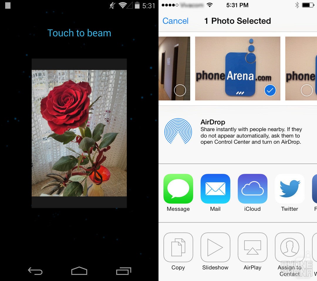 Android Beam vs AirDrop - Fight for the top: Android 4.4 KitKat vs iOS 7
