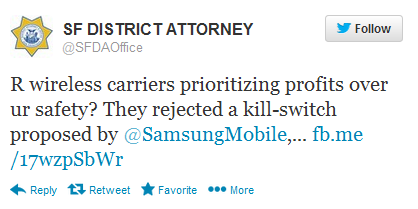 San Francisco&#039;s DA wants a remote kill switch on smartphones - Carriers shoot down plan for remote kill switch on handsets