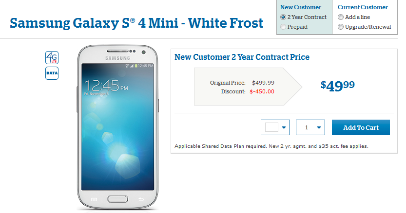 The Samsung Galaxy S4 mini is $49.99 on contract at U.S. Cellular - Samsung Galaxy S4 mini just $49.99 at U.S. Cellular