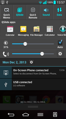 Where is your God now? The default notification bar on the G2. - Living with the LG G2: a long-term review