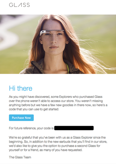 Google is offering some Explorers the option to buy another pair of Google Glass - Some Google Glass Explorers can now buy a second pair of Glass