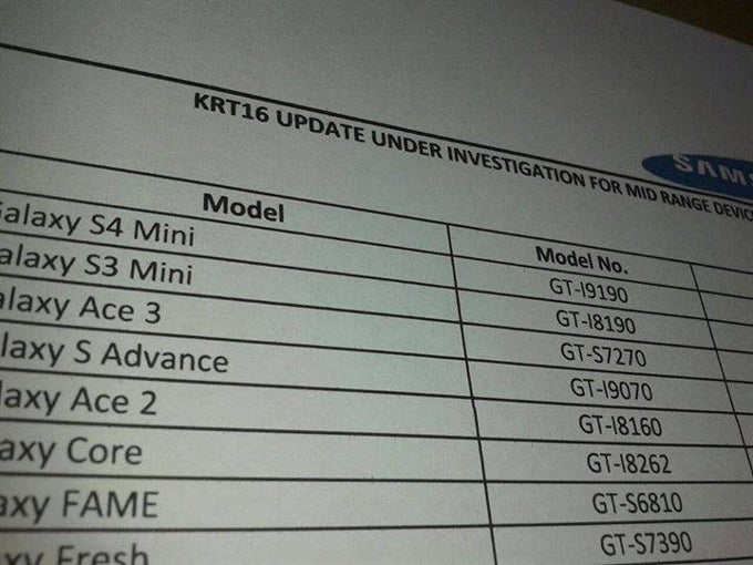 Samsung investigating update to KitKat for a bunch of older midrangers like the S III mini or Ace 2