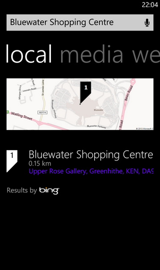 Local search results are back on Bing - Bing brings local results back in change to Windows Phone 8 app