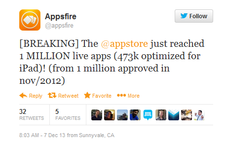 Appsfire says the U.S. App Store now contains over 1 million apps - Report: Apple has over 1 million apps in the U.S. app store