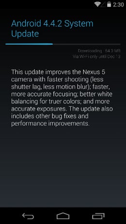 Android 4.4.2 is a 54MB update. - Android update brings huge improvements to Nexus 5 camera: before and after images