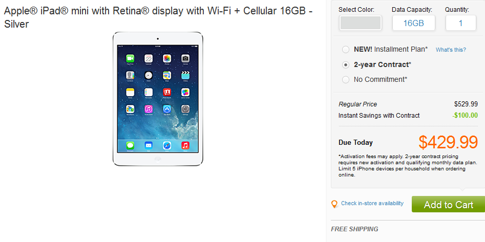 Online lead times for the Apple iPad mini with Retina display have dropped on AT&amp;T and Verizon's websites - AT&T and Verizon stock up on Apple iPad mini with Retina display