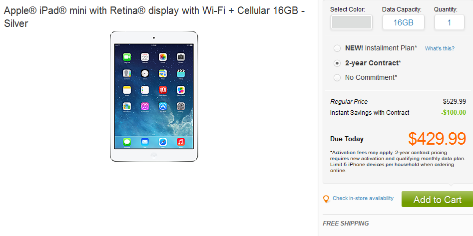 Online lead times for the Apple iPad mini with Retina display have dropped on AT&amp;amp;T and Verizon&#039;s websites - AT&amp;T and Verizon stock up on Apple iPad mini with Retina display