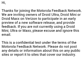 Motorola is performing a soak test for the trio of most recent DROID models on Verizon - Motorola&#039;s latest DROIDs are getting a soak test; is KitKat coming?