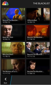 Screenshots from the NBC app for BlackBerry 10 - Watch clips from NBC shows on the network's new app for BlackBerry 10