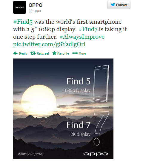 The OPPO Find 7 apparently will have a 2K screen - OPPO teases OPPO Find 7 handset with 2K display