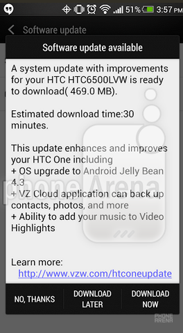 Verizon&#039;s HTC One is getting updated to Android 4.3 - Verizon&#039;s Android 4.3 update for the HTC One is now rolling out