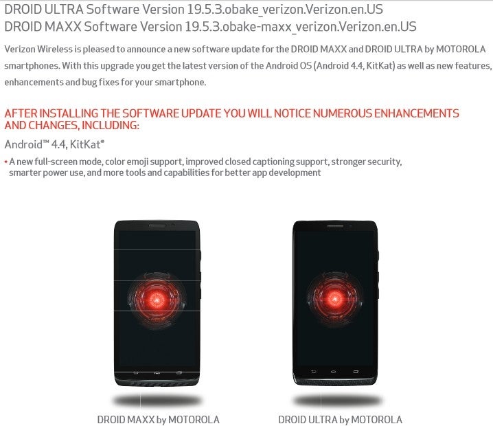 Verizon Droid Ultra, Maxx and Mini getting Android 4.4 KitKat as of now