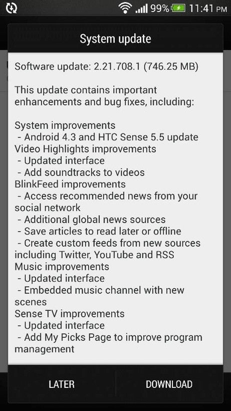 HTC Butterfly S updated with Android 4.3 and Sense 5.5