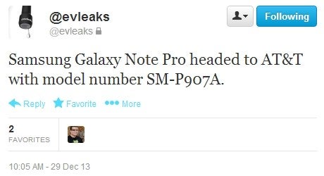 Samsung Galaxy Note Pro (SM-P907A) headed to AT&T?