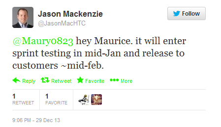 HTC's Mackenzie reveals Android 4.3 update schedule for the HTC EVO 4G LTE - HTC EVO 4G LTE to be updated to Android 4.3 in the middle of February says HTC executive