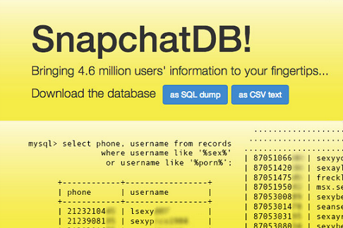 SnapchatDB! has 4.6 million Snapchat usernames matched up with phone numbers - 4.6 million Snapchat members have their username and partial phone number revealed online