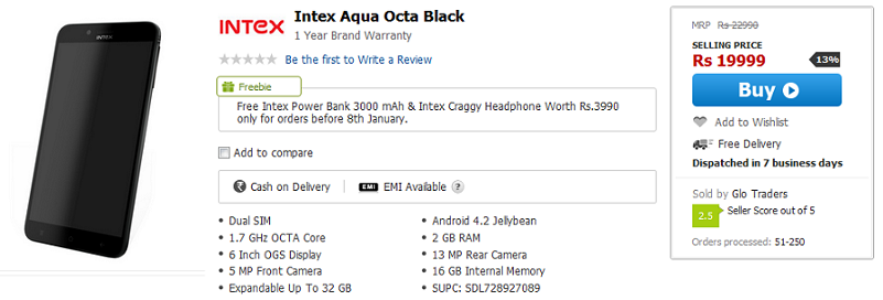 The octa-core powered Intex Aqua Octa has launched in India - Intex launches the true octa-core powered Aqua Octa in India