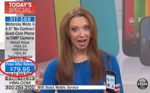 HSN has a great deal on the Motorola Moto G - Boost Mobile offers Motorola Moto G via HSN for $79.95 after rebate
