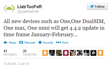 Tweet reveals January through February time frame for Android 4.4.2 update on the international HTC One, HTC One Dual SIM, HTC One mini and HTC One max - International HTC One models to receive Android 4.4.2 no later than next month?