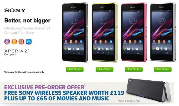 Sony Xperia Z1 Compact to be released this month in the UK, free wireless speaker included