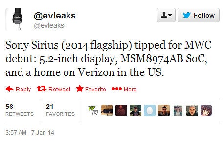 Sony Sirius could be the company's next flagship smartphone, to debut at MWC 2014