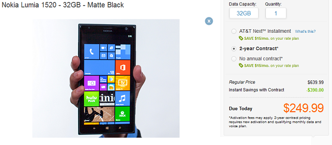 The 32GB variant of the Nokia Lumia 1520 is now available for purchase online at AT&amp;amp;T - As expected, the 32 GB version of the Nokia Lumia 1520 is now available online from AT&amp;T
