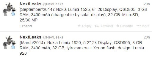 Nokia&#039;s 2014 flagships claimed to be Lumia 1820 and Lumia 1525, great specs in tow