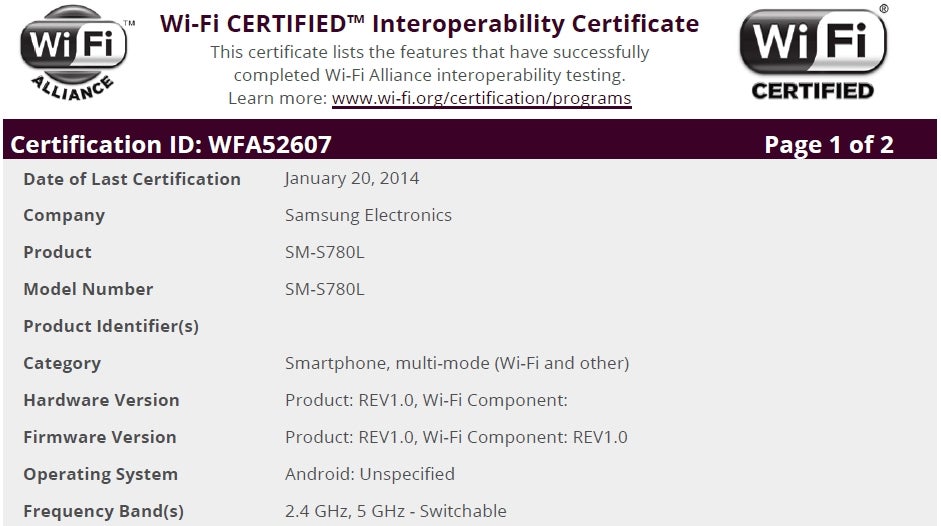 Samsung SM-S780L is a new and mysterious 720p Android smartphone