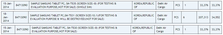 Samsung SM-T535, SM-T531 and SM-T530 might be new Galaxy tablets