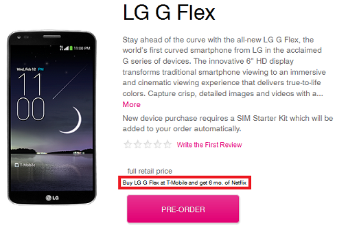 You can pre-order the LG G Flex from T-Mobile starting today - T-Mobile taking pre-orders for LG G Flex; device will be launched February 5th