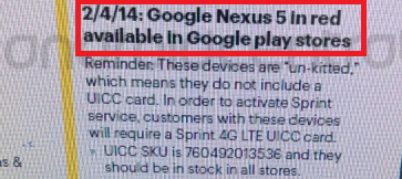 Leaked internal Sprint document reveals February 4th launch of red Nexus 5 - Red Nexus 5 coming on February 4th?