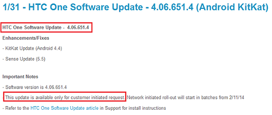 A customer initiated request could pull Android 4.4 out of your Sprint branded HTC One - KitKat can be pulled out of your Sprint branded HTC One using a &#039;customer initiated request&#039;