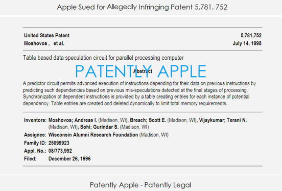 Apple is being sued for infinging on a University of Wisconsin patent for its A7 chip - Wisconsin Alumni Research Foundation sues Apple for patent infringment involving the A7 chip