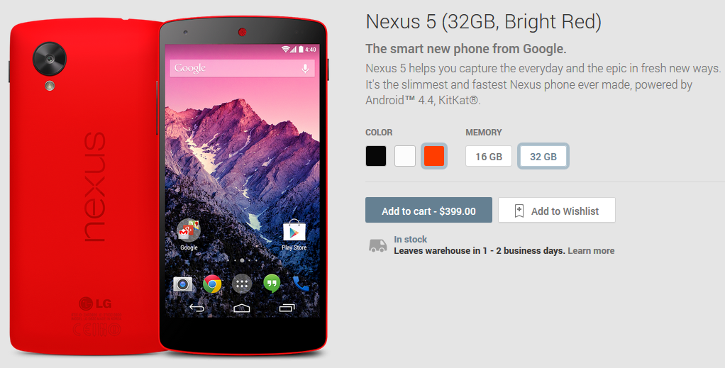 The red Nexus 5 is now available at the Google Play Store - Red Nexus 5 is finally official, available in Google Play Store