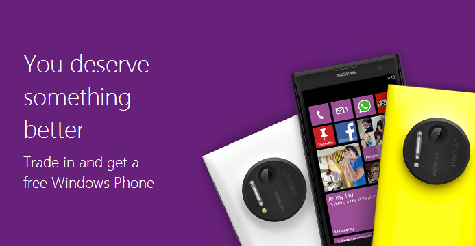 Microsoft wants you to trade-in your used iPhone 4/4s or Galaxy SII for a free Lumia 1020 or 1520