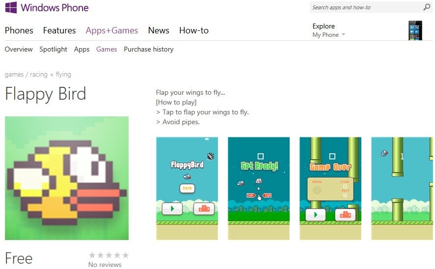 Flappy Bird clone already available for Windows Phone