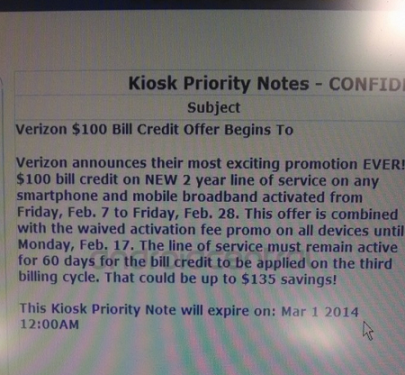 Leaked internal document reveals $100 bill credit for new lines ordered from Verizon before the end of the month - Leaked document shows Verizon offering $100 credit on new lines from today through the end of the month