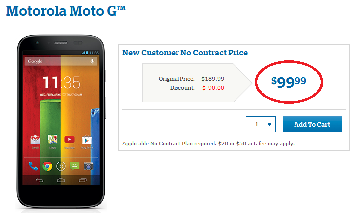 The Motorola Moto G is now available from U.S. Cellular for $99.99 after rebate - Motorola Moto G priced at $99.99 at U.S. Cellular after rebate