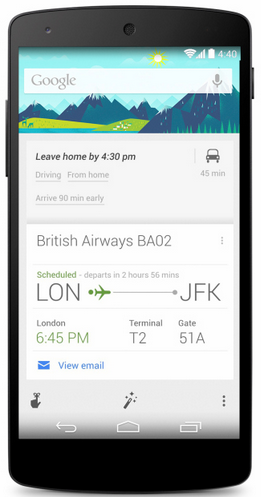 Google Now will remind you when to leave for the airport - Google Now receives an update for the Olympics and can now handle new tasks