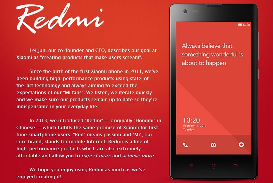 Xiaomi&#039;s Hongmi smartphone now has an international name: Redmi