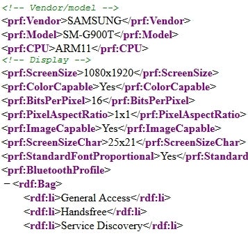 T-Mobile's alleged Samsung Galaxy S5 (SM-G900T) revealed in UA profile