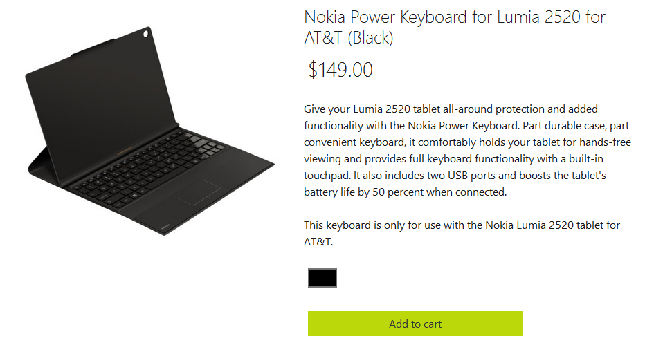 The Power Keyboard for the Nokia Lumia 2520 is now on sale at the Microsoft Store - Power Keyboard for the Nokia Lumia 2520 now on sale at the online Microsoft Store