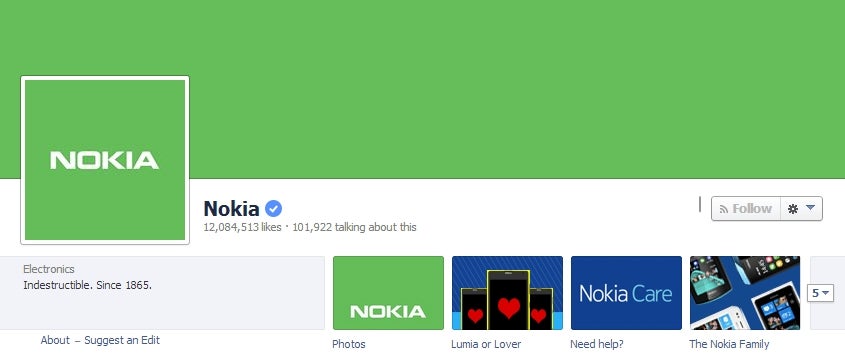 Nokia's Facebook page ditches blue for green - might be a sign that its first Android phone is coming