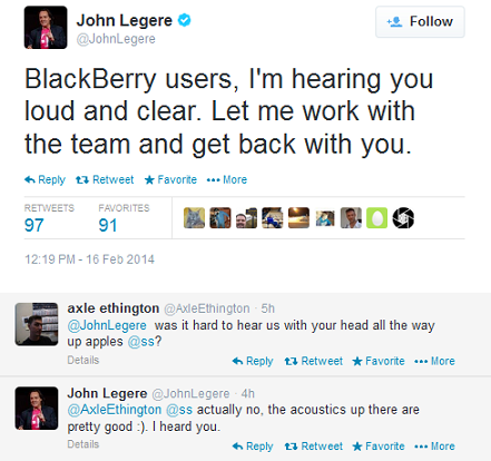 T-Mobile CEO John Legere quickly responds to T-Mobile&#039;s BlackBerry fans - Legere could put BlackBerry back in T-Mobile stores after hearing complaints from &#039;Berry fans