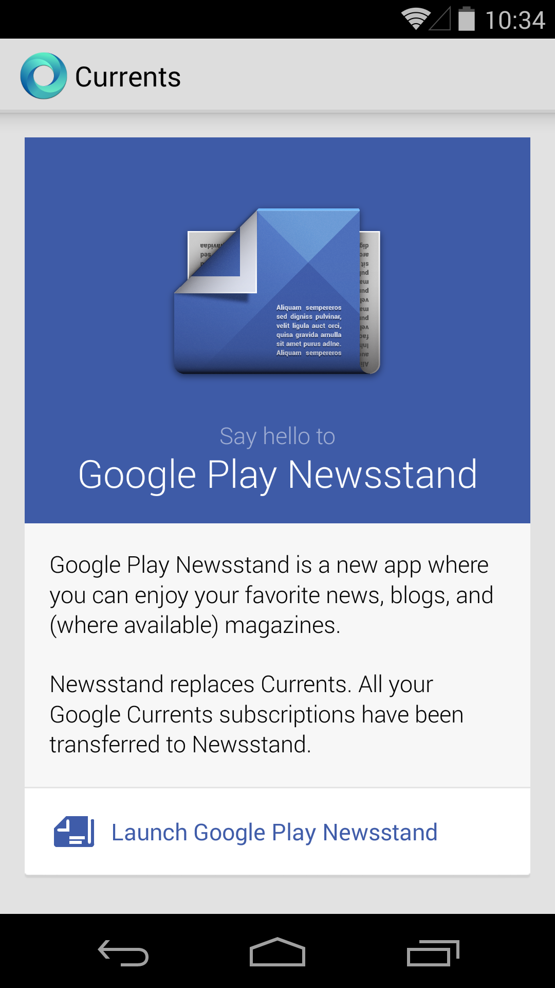 Google Currents officially dead with latest update, pushes users to Play Newsstand