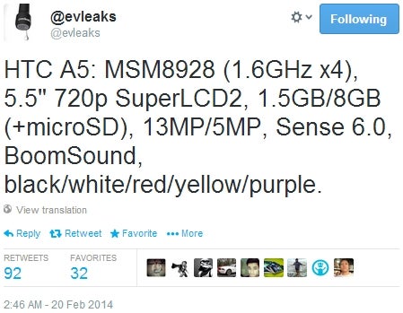 HTC A5 / Desire 8 to have seven color versions?