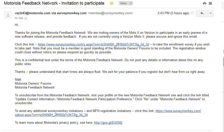 Verizon Moto X users getting soak test invites likely for Android 4.4.2